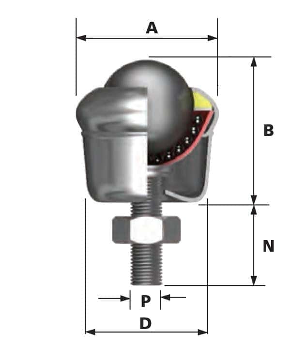 3002 ball transfer unit side view diagram