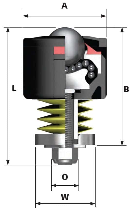 6025-5 ball transfer unit side view diagram