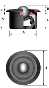 6025-4 ball transfer unit side and top dimensions