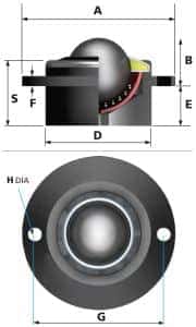 tuff_heavy_duty_22 ball transfer unit dimensions side and top view